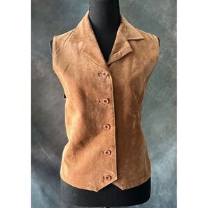 Savannah‎ 90s Vintage Brown Suede Leather Vest  Button Down Casual Womens Medium